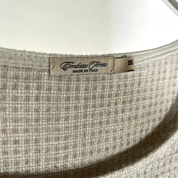 CONTESSA TERESA Lagenlook Boho Cotton Linen Blend Dress M Tan Made in Italy - Picture 7 of 9